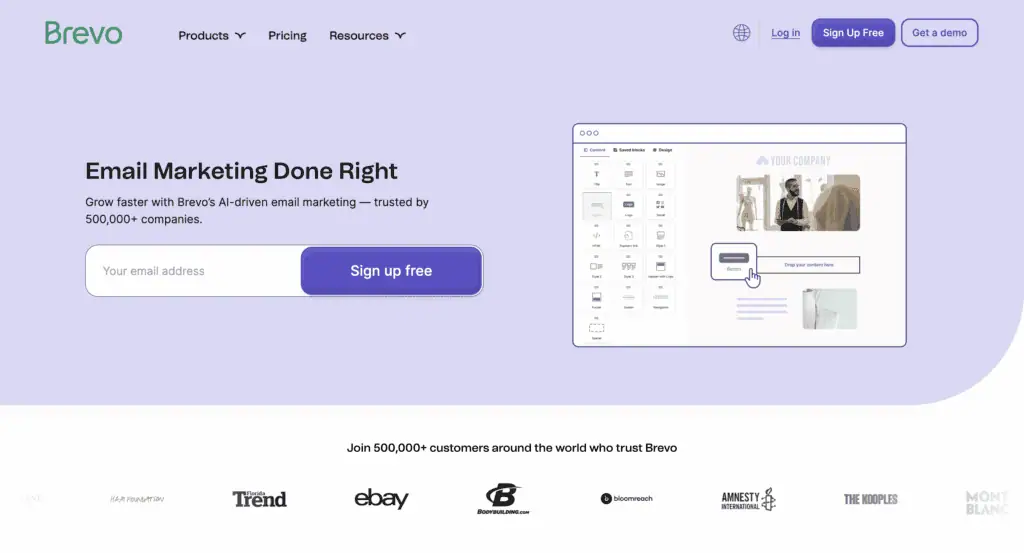 Brevo – email marketing platform homepage screenshot