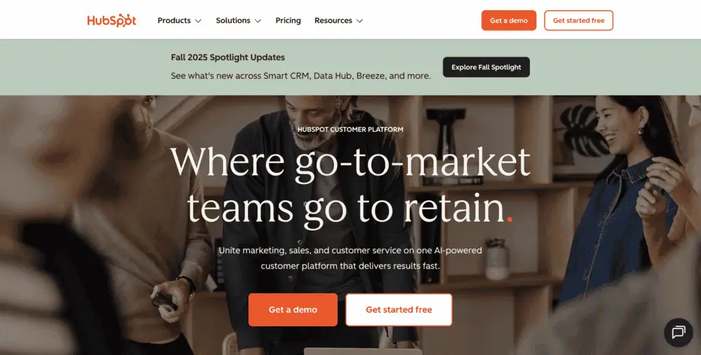 HubSpot – email marketing platform homepage screenshot