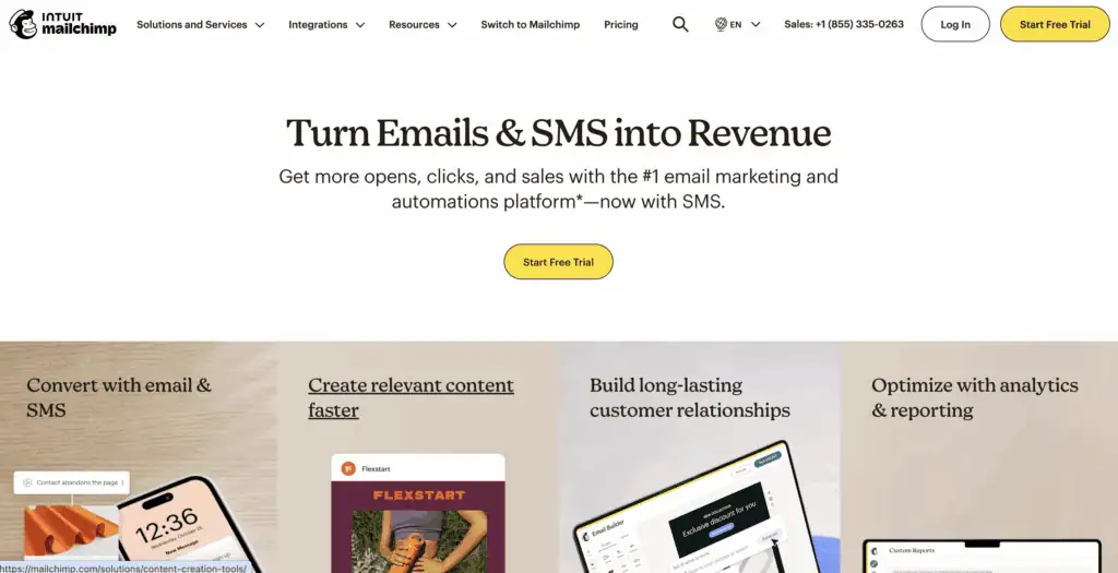 Mailchimp – email marketing platform homepage screenshot