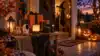 Halloween gifts and gadgets in a candlelit autumn entryway