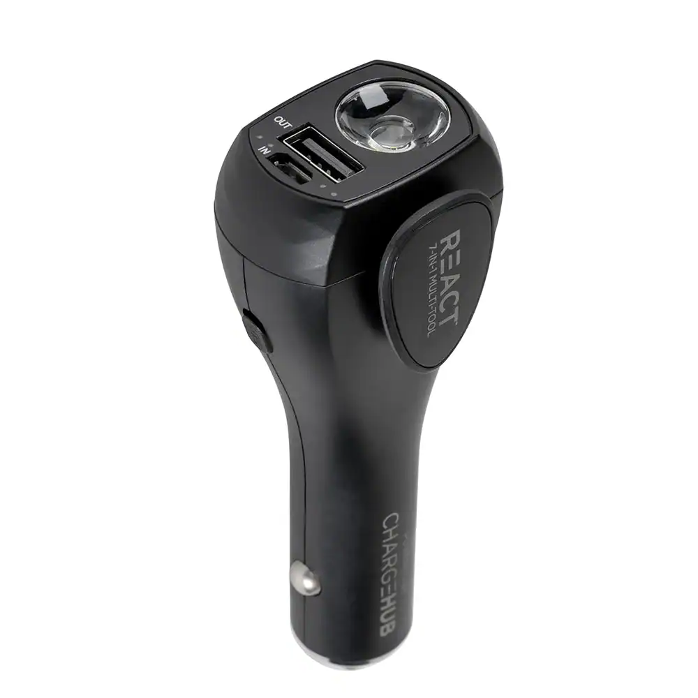 React by ChargeHub - 7-in-1 Car Charger & Emergency Tool